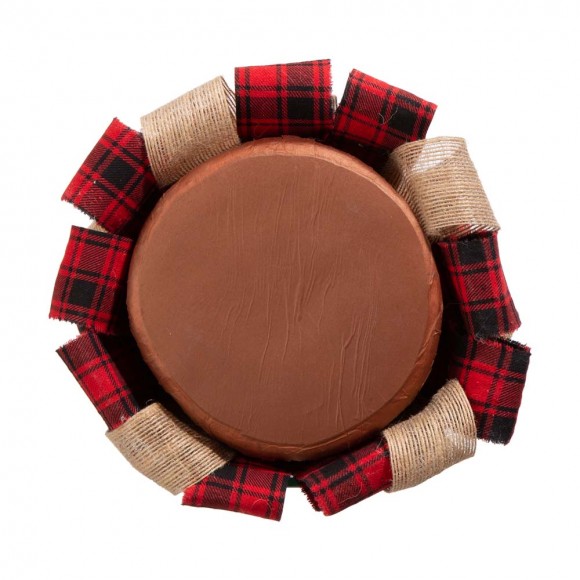 Glitzhome Glitzhome 22.44"H Plaid Fabric/Burlap Table Tree