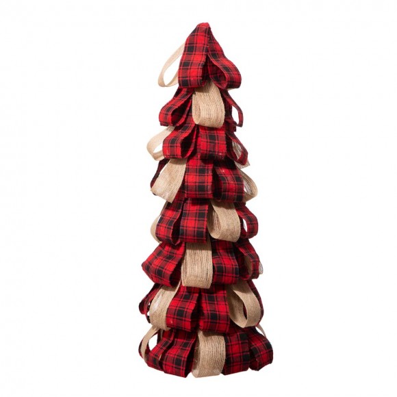 glitzhome Glitzhome 22.44"H Plaid Fabric/Burlap Table Tree
