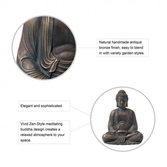 Glitzhome Glitzhome 22.75"H MGO Meditating Buddha Statue