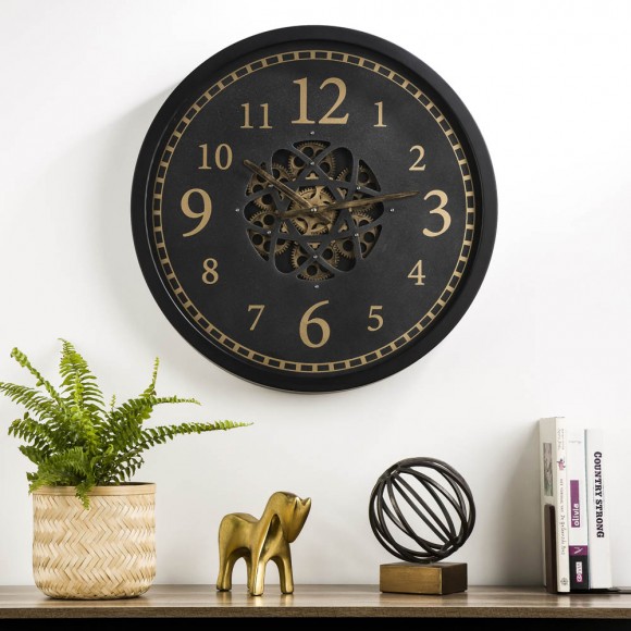 Glitzhome Glitzhome 22.83"D Modern Oversized Metal Wall Clock With Moving Gears