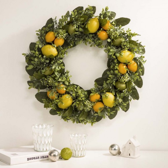Glitzhome Glitzhome 22"D Artificial Greenery Lemon Wreath