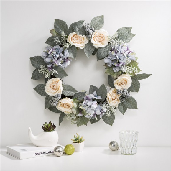 Glitzhome Glitzhome 22"D Artificial Hydrangea Rose Wreath