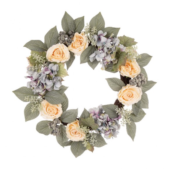 glitzhome Glitzhome 22"D Artificial Hydrangea Rose Wreath