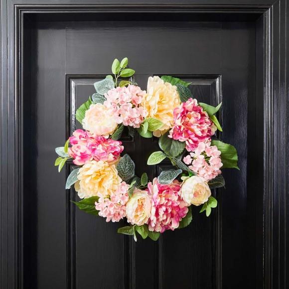 Glitzhome Glitzhome 22"D Artificial Peony And Hydrangea Wreath
