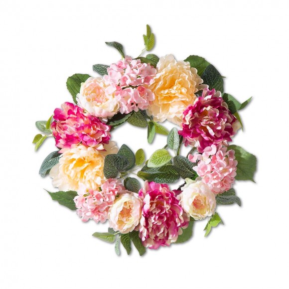 glitzhome Glitzhome 22"D Artificial Peony and Hydrangea Wreath