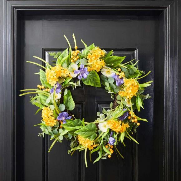Glitzhome Glitzhome 22"D Artificial Poppy And Lilac Wreath