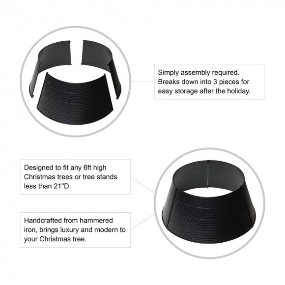 Glitzhome Glitzhome 22"D Black Hammered Metal Tree Collar