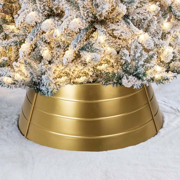 Glitzhome Glitzhome 22"D Christmas Painted Gold Metal Tree Collar