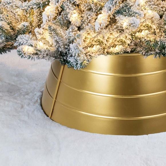 Glitzhome Glitzhome 22"D Christmas Painted Gold Metal Tree Collar