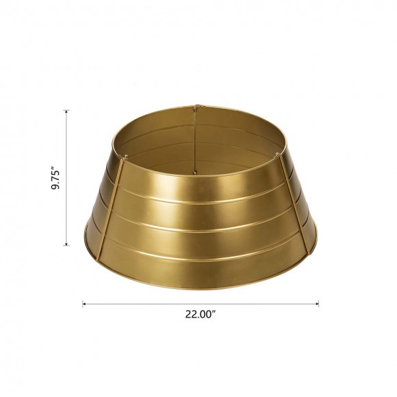Glitzhome Glitzhome 22"D Christmas Painted Gold Metal Tree Collar