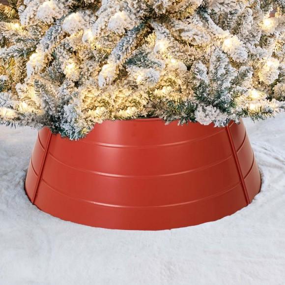 Glitzhome Glitzhome 22"D Christmas Painted Red Metal Tree Collar