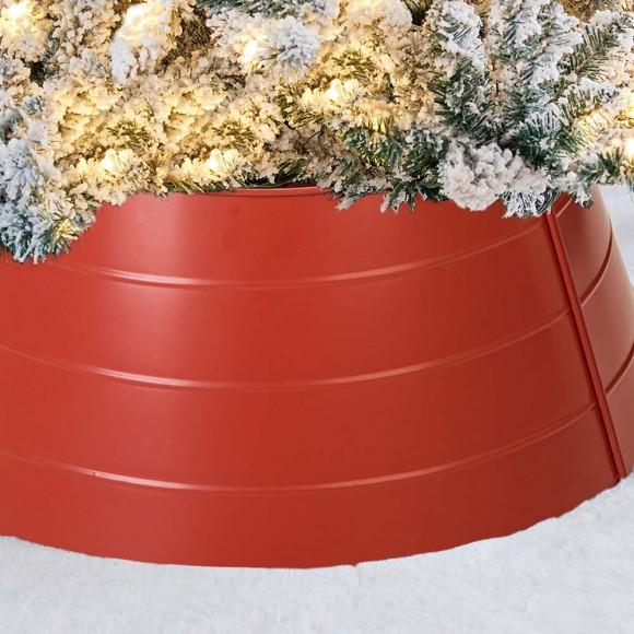 Glitzhome Glitzhome 22"D Christmas Painted Red Metal Tree Collar