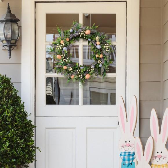 Glitzhome Glitzhome 22"D Easter Eggs And Lavender Wreath