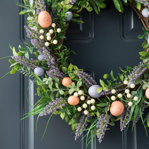 Glitzhome Glitzhome 22"D Easter Eggs And Lavender Wreath