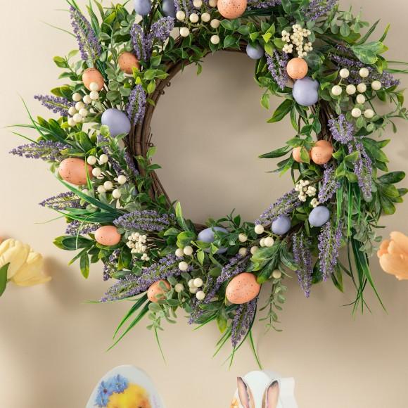 Glitzhome Glitzhome 22"D Easter Eggs And Lavender Wreath