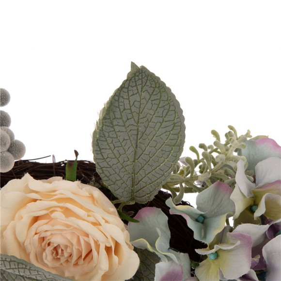 Glitzhome Glitzhome 22"D Hydrangea Rose Wreath With 24"L Bamboo Basket