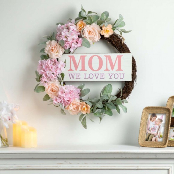 Glitzhome Glitzhome 22"D Mother's Day Floral Wreath