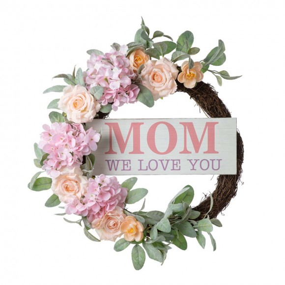glitzhome Glitzhome 22"D Mother's Day Floral Wreath