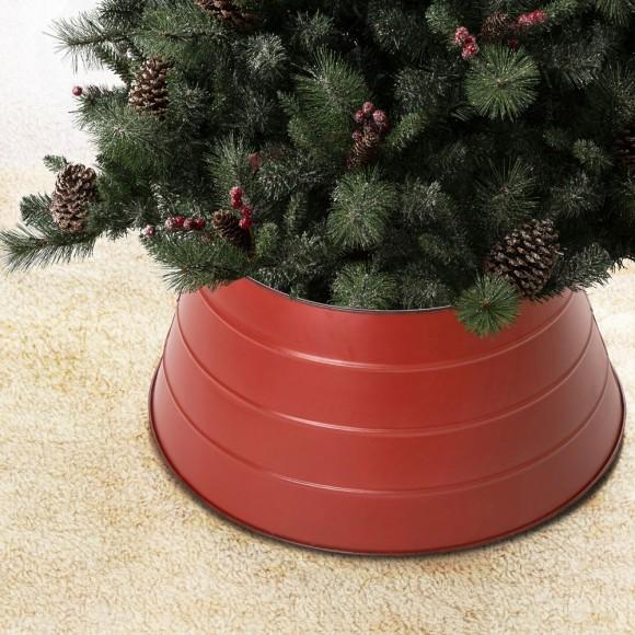 Glitzhome Glitzhome 22"D Painted Red Metal Tree Collar