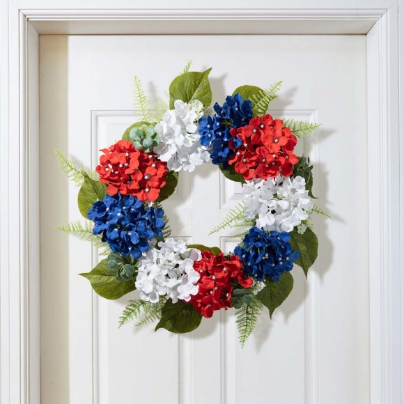 Glitzhome Glitzhome 22''D Patriotic/Americana Hydrangea Wreath