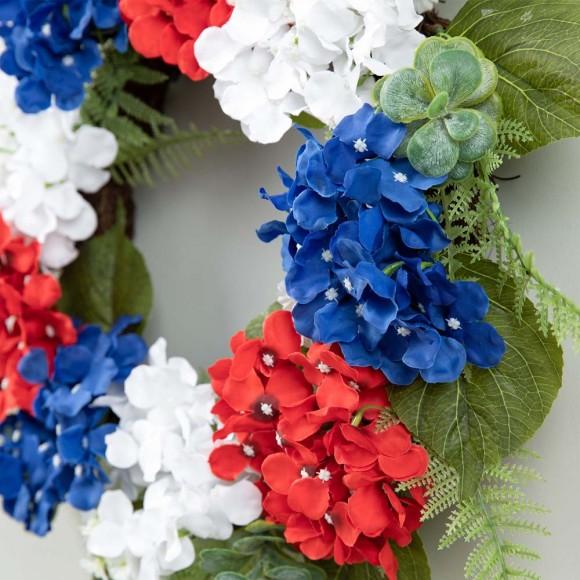 Glitzhome Glitzhome 22''D Patriotic/Americana Hydrangea Wreath
