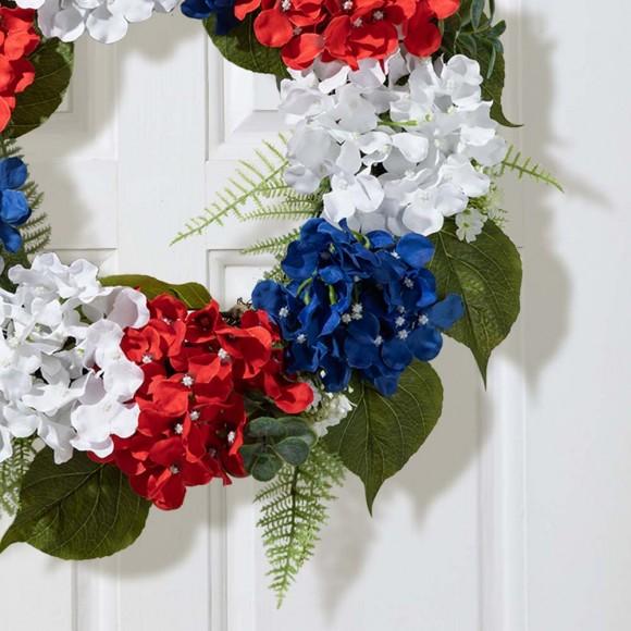Glitzhome Glitzhome 22''D Patriotic/Americana Hydrangea Wreath