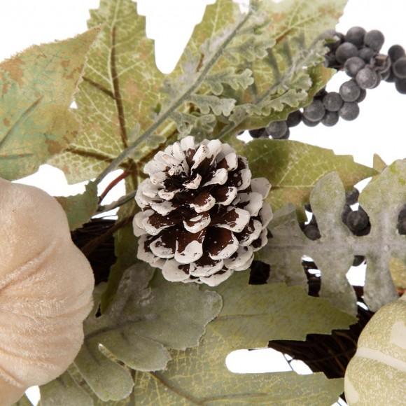 Glitzhome Glitzhome 22"D Pumpkin Wreath With Green Leaf And Berries