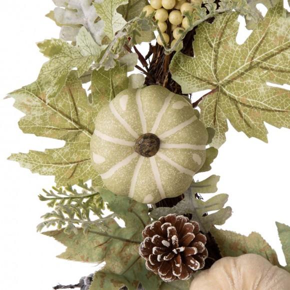 Glitzhome Glitzhome 22"D Pumpkin Wreath With Green Leaf And Berries