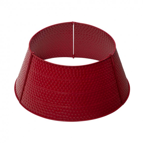 glitzhome Glitzhome 22"D Red Hammered Metal Tree Collar