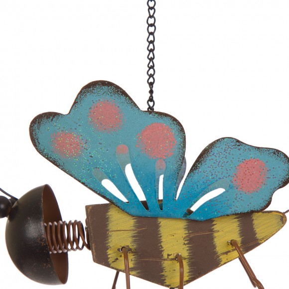 Glitzhome Glitzhome 22"H Hancrafted Wooden/Iron Butterfly Patio Wind Chime