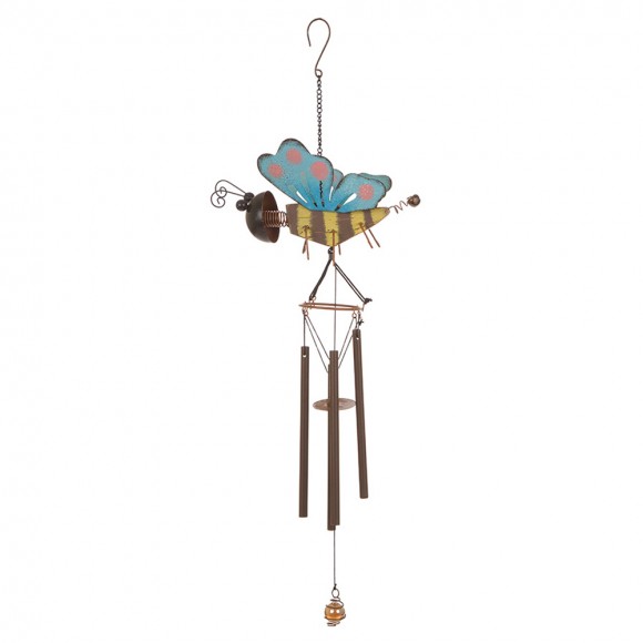 glitzhome Glitzhome 22"H Hancrafted Wooden/Iron Butterfly Patio Wind Chime