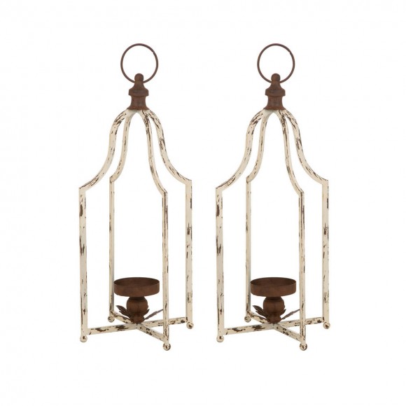 glitzhome Glitzhome 22"H Large Farmhouse Rustic Metal Lantern Set of 2