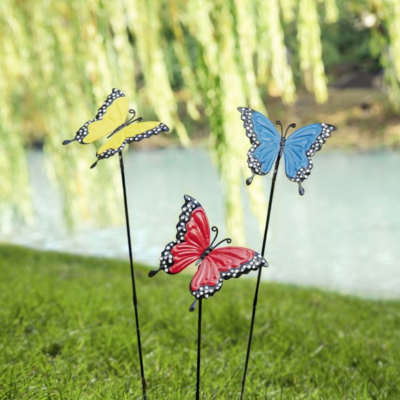 Glitzhome Glitzhome 22"H Set Of 3 Metal Butterfly Pick