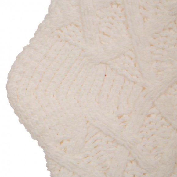 Glitzhome Glitzhome 22"L Knitted Polyester White Christmas Stocking W/Red Trim & Pompom