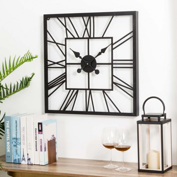 Glitzhome Glitzhome 23.00"L Black Metal Square Wall Clock