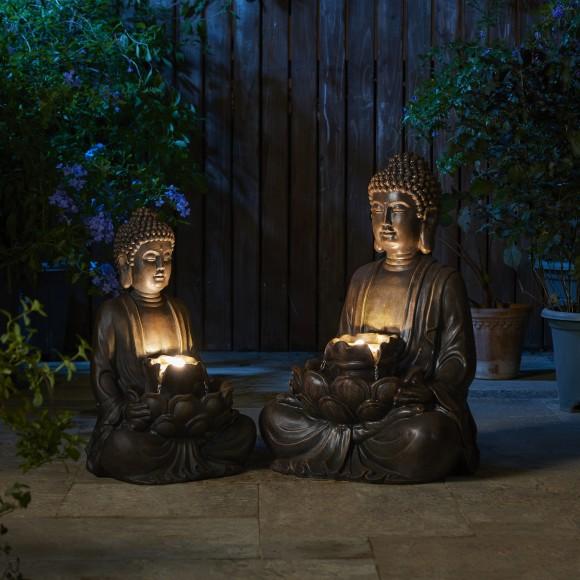 Glitzhome Glitzhome 23.25"H Zen Style Meditating Buddha Statue Polyresin Outdoor Fountain With Pump And LED Light (KD)