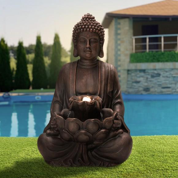 Glitzhome Glitzhome 23.25"H Zen Style Meditating Buddha Statue Polyresin Outdoor Fountain With Pump And LED Light (KD)