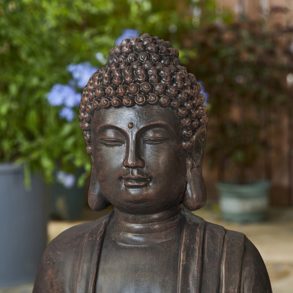 Glitzhome Glitzhome 23.25"H Zen Style Meditating Buddha Statue Polyresin Outdoor Fountain With Pump And LED Light (KD)