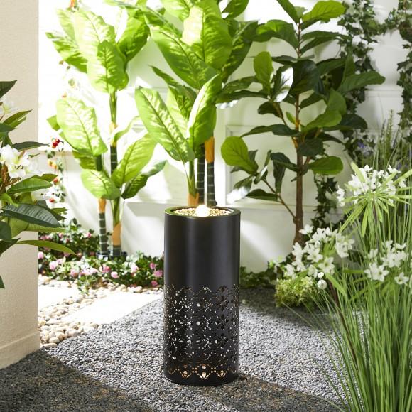 Glitzhome Glitzhome 23.5"H Metal Cutout Pattern Outdoor Fountain With Pump And LED Light (KD)