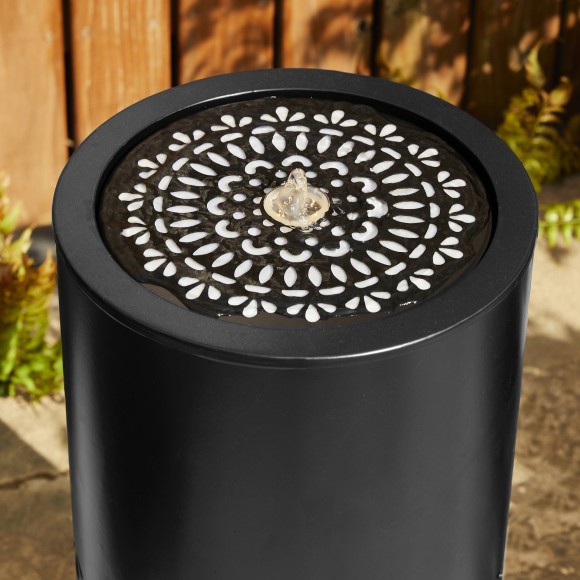 Glitzhome Glitzhome 23.5"H Metal Cutout Pattern Outdoor Fountain With Pump And LED Light (KD)