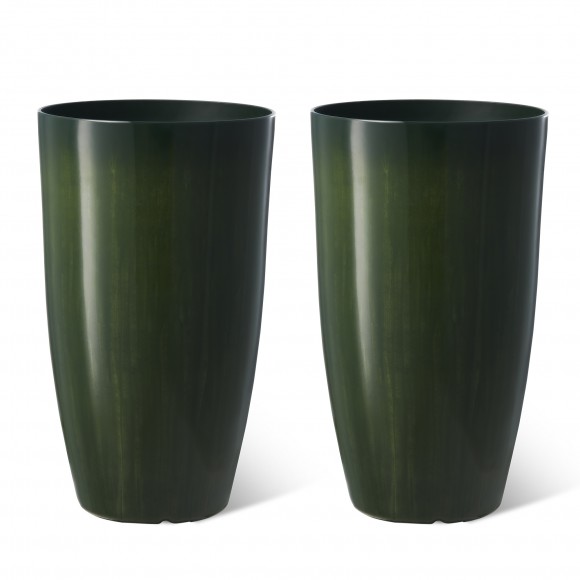 glitzhome Glitzhome 23.5"H Set of 2 Oversized Gradient Green Faux Ceramic Tall Plastic Planter