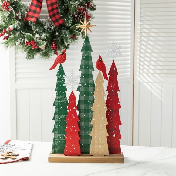Glitzhome Glitzhome 23.5"H Wooden Christmas Tree Table Decor(KD)
