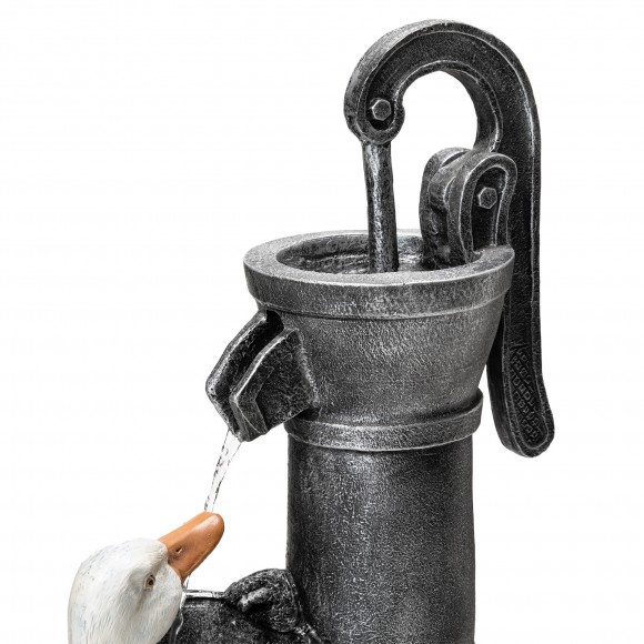 Glitzhome Glitzhome 23.50"H Cute Duck Family Playing Around The Water Pump Polyresin Outdoor Fountain With Pump And LED Light (KD)