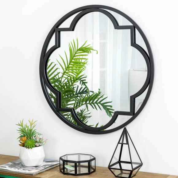 Glitzhome Glitzhome 23.62"D Black Metal Framed Round Wall Mirror