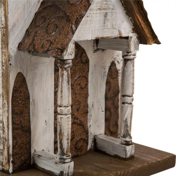 Glitzhome Glitzhome 23.62"H Extra-Large Rustic Tall Church Hand Painted Wood White Birdhouse