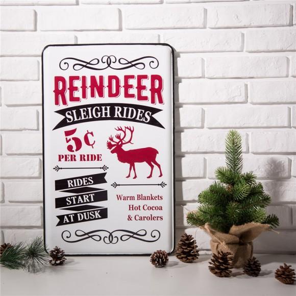 Glitzhome Glitzhome 23.62"H Farmhouse Enameled Metal Reindeer Wall Sign