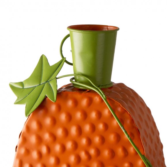 Glitzhome Glitzhome 23.62"H Halloween Metal Jack-O-Lantern With LED Pillar