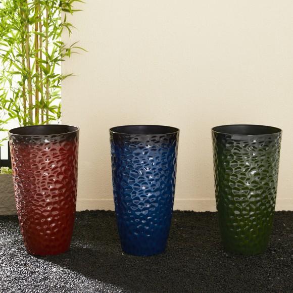 Glitzhome Glitzhome 23.75"H Set Of 2 Oversized Eco-Friendly PP And Stone Honeycomb Textured Cobalt Blue Tall Plastic Planter
