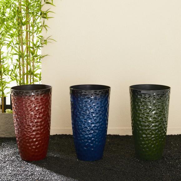 Glitzhome Glitzhome 23.75"H Set Of 2 Oversized Eco-Friendly PP And Stone Honeycomb Textured Green Tall Plastic Planter