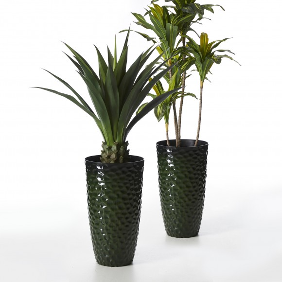 Glitzhome Glitzhome 23.75"H Set Of 2 Oversized Eco-Friendly PP And Stone Honeycomb Textured Green Tall Plastic Planter